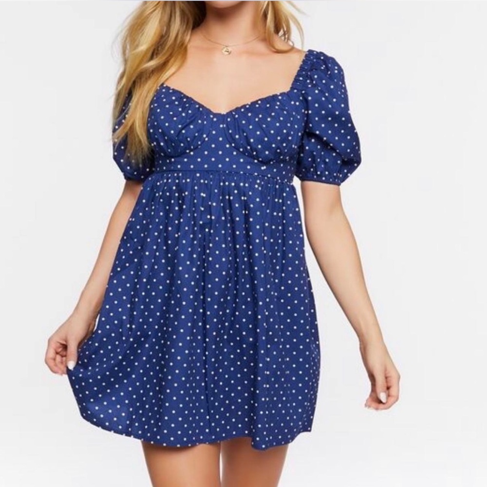 Forever 21 Navy Polka Dot Mini Dress